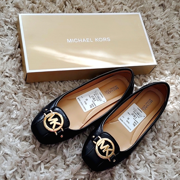 Re-listed:  Michael Kors black and gold flats - Picture 1 of 8